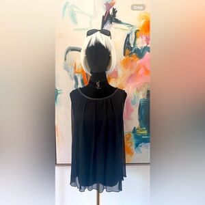 Alice & Olivia 100% silk and 100%leather trim flowy top.NWT. 2 layer Blouse.